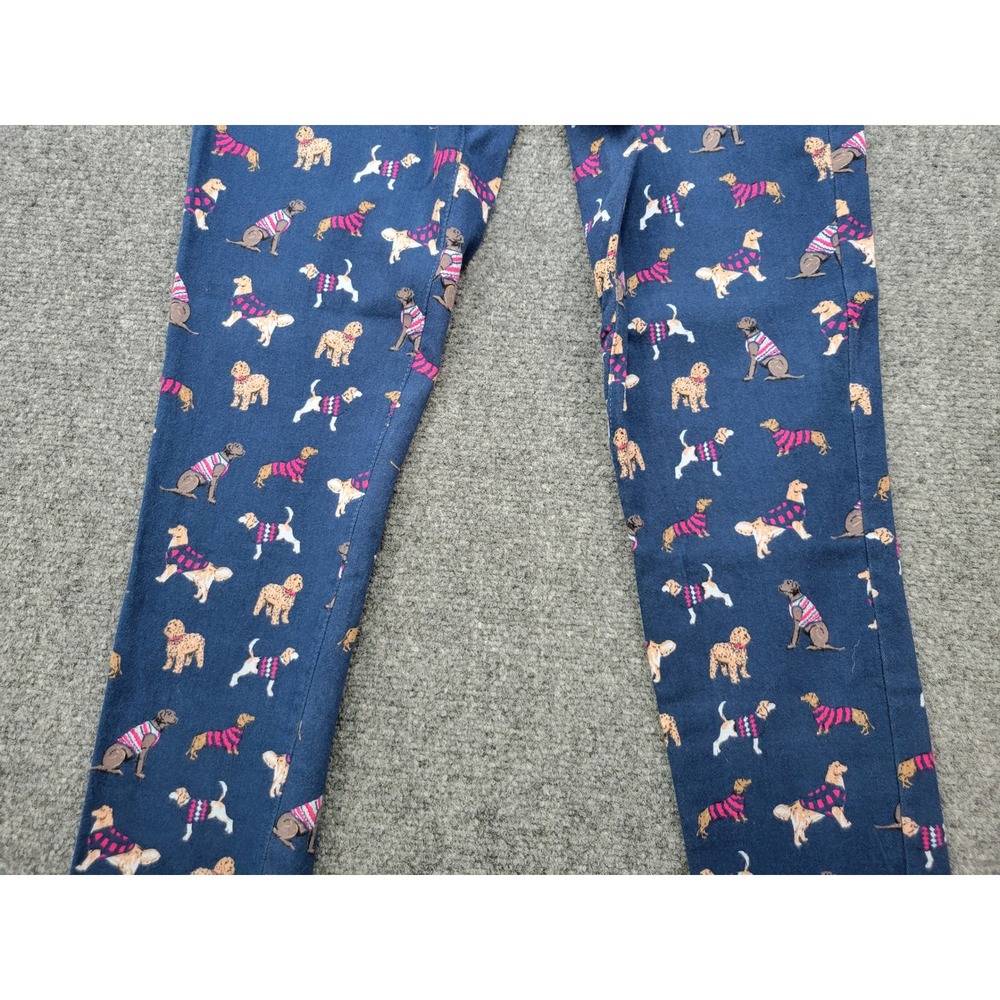 Simply Southern Dog Print Pants Navy Blue Pink Ric-Rac Trim Womens Small - Picture 9 of 14